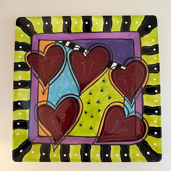Prospero Designworks Other - Vintage Prospero Designworks 10x10” Square Ceramic Hearts Plate Tray Platter